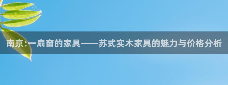 杏耀平台怎么样?：南京:一扇窗的家具——苏式实木家具的魅力与